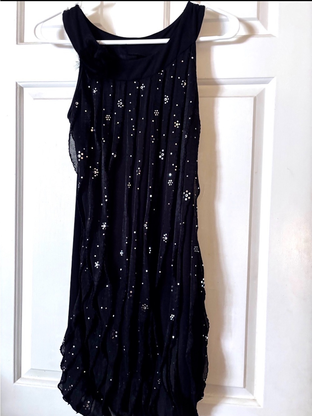 Black Beaded Sleeveless Party Dress
